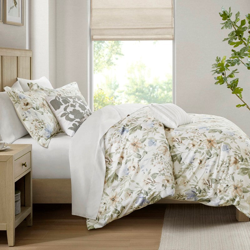 Herbal 5 Piece Cotton Sateen Comforter Set