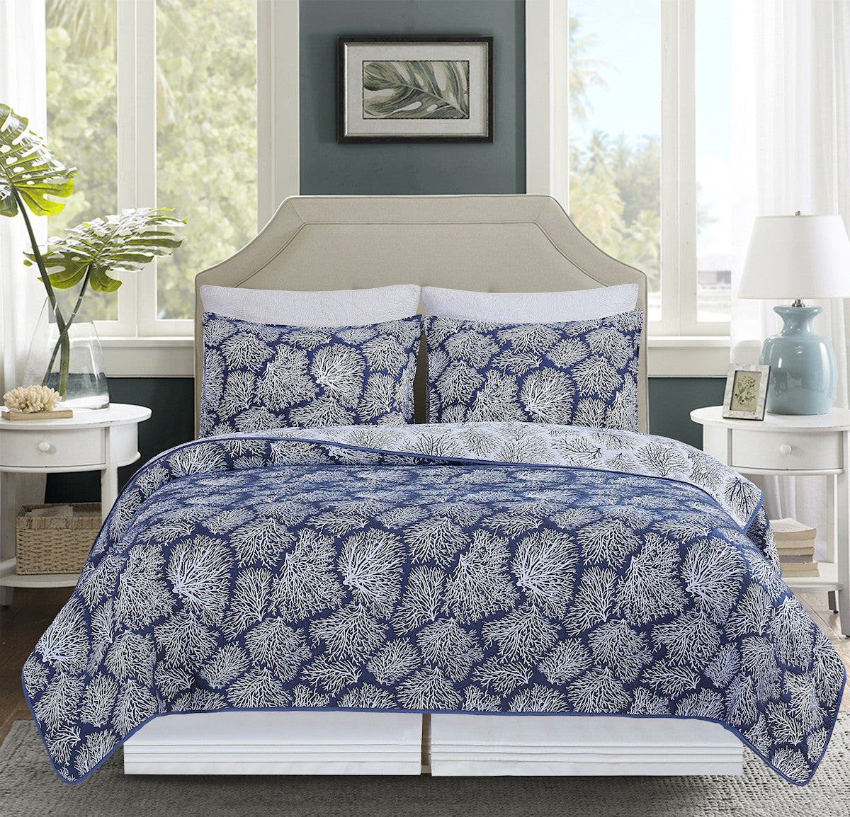Blue Coral Coverlet Set- Full/Queen main image 0