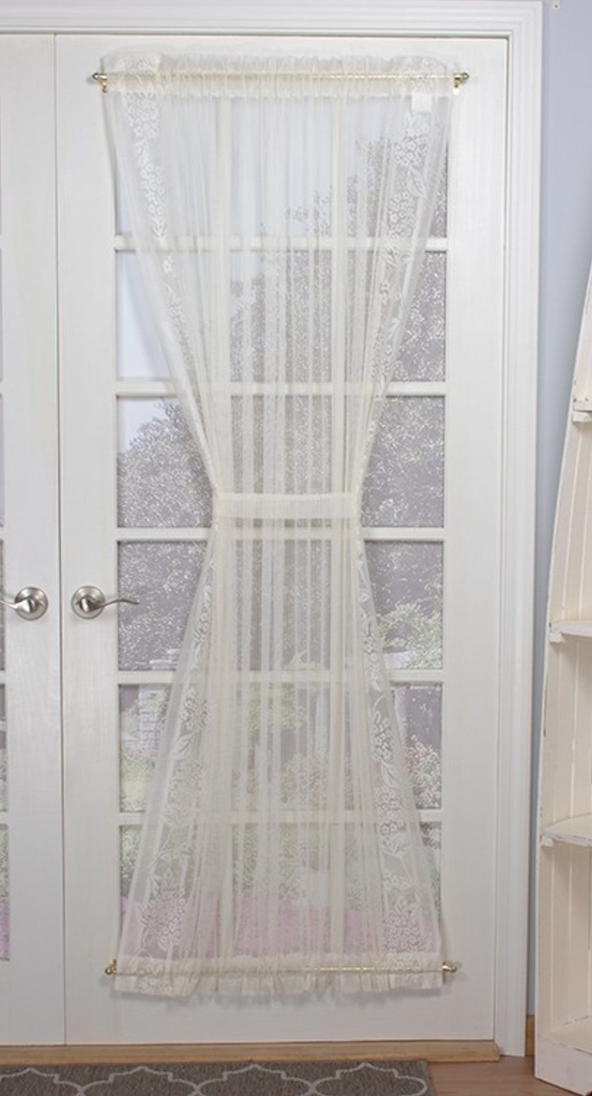 Hydrangea Lace Curtain Door Panel, image size:1200x2222