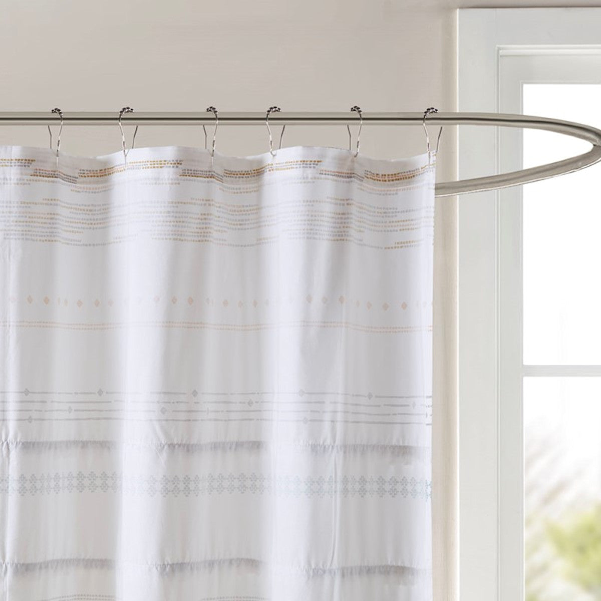 Nea Cotton Shower Curtain with Trims