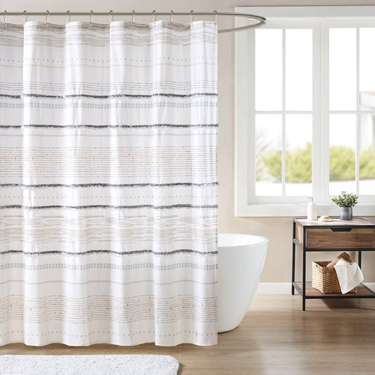 Nea Cotton Shower Curtain with Trims