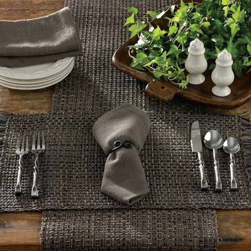 Woven table runner and placemat and napkin