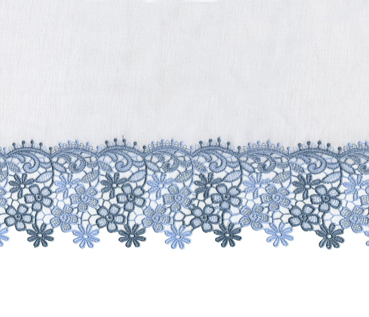 Lillian Faux Linen Shower Curtain with Macrame Trim