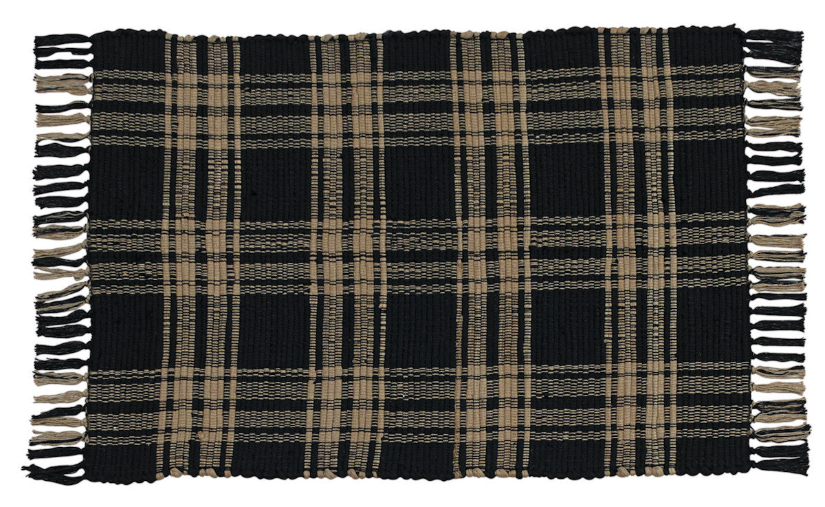 Sturbridge Black Cotton Woven Rag Rug